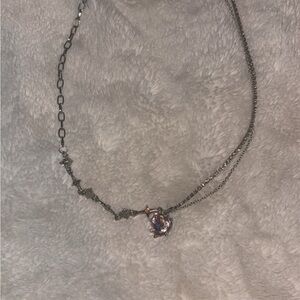 Silver and pink heart Necklace